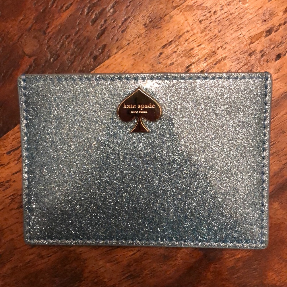 Kate Spade blue glitter credit card holder